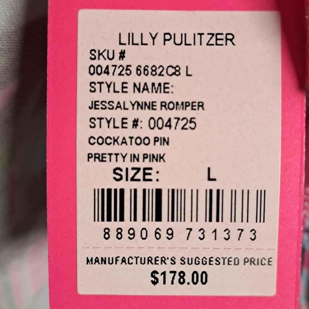 Lilly Pulitzer Jessalynne Romper Cockatoo Pink Pretty in Pink LG - Picture 11 of 12